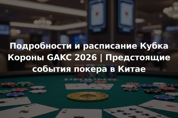 Подробности и расписание Кубка Короны GAKC 2026 | Предстоящие события покера в Китае