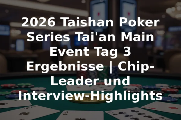 2026 Taishan Poker Series Tai'an Main Event Tag 3 Ergebnisse | Chip-Leader und Interview-Highlights