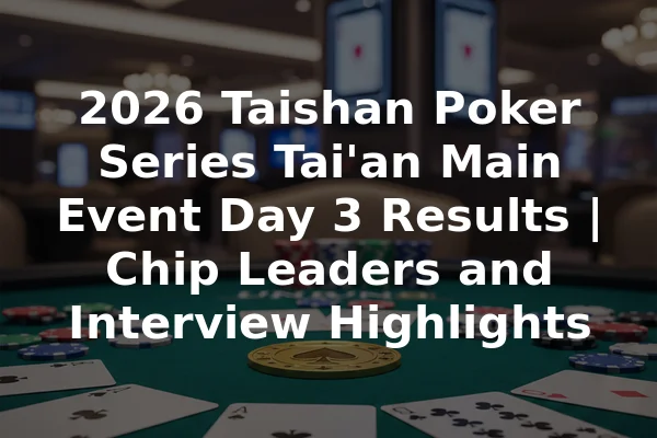 2026 Taishan Poker Series Tai'an Main Event Day 3 Results | Chip Leaders and Interview Highlights