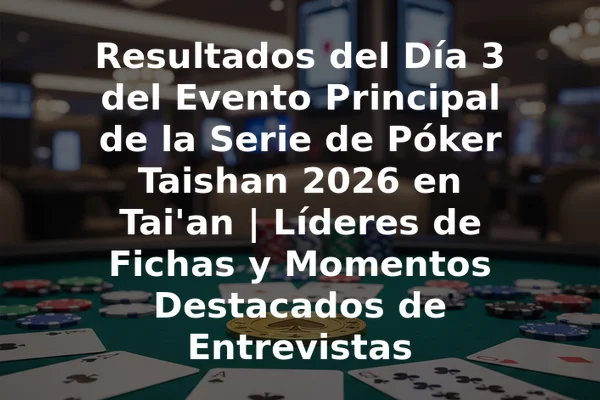 Resultados del Día 3 del Evento Principal de la Serie de Póker Taishan 2026 en Tai'an | Líderes de Fichas y Momentos Destacados de Entrevistas