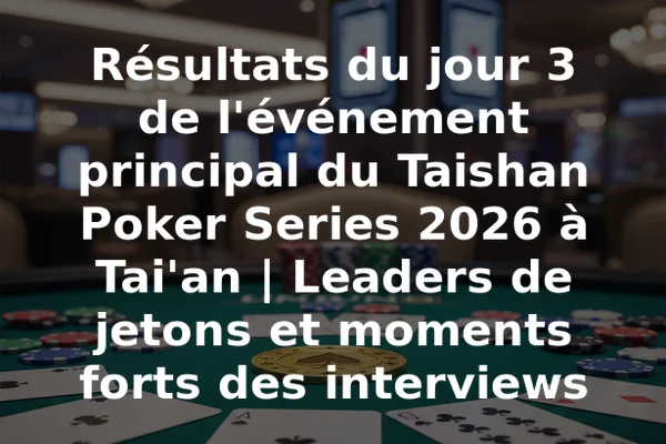 Résultats du jour 3 de l'événement principal du Taishan Poker Series 2026 à Tai'an | Leaders de jetons et moments forts des interviews