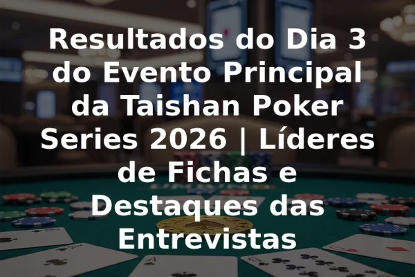 Resultados do Dia 3 do Evento Principal da Taishan Poker Series 2026 | Líderes de Fichas e Destaques das Entrevistas