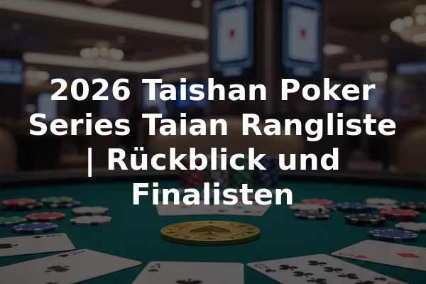 2026 Taishan Poker Series Taian Rangliste | Rückblick und Finalisten