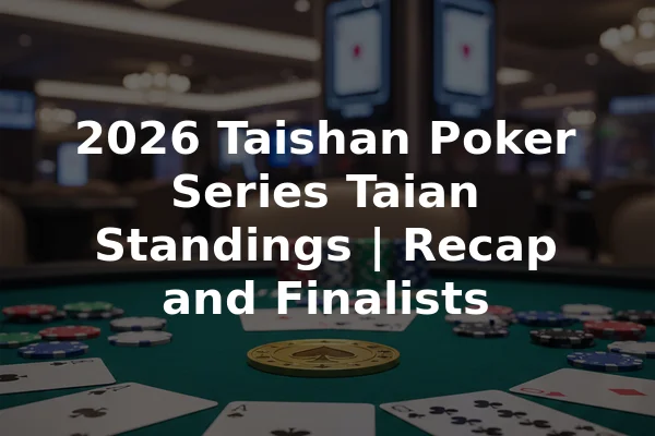 2026 Taishan Poker Series Taian Standings | Recap and Finalists