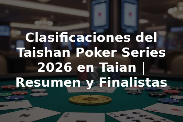 Clasificaciones del Taishan Poker Series 2026 en Taian | Resumen y Finalistas