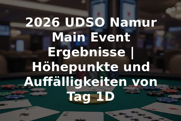 2026 UDSO Namur Main Event Ergebnisse | Höhepunkte und Auffälligkeiten von Tag 1D