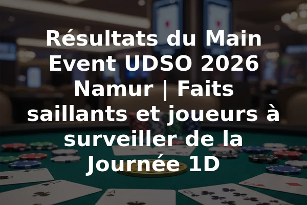 Résultats du Main Event UDSO 2026 Namur | Faits saillants et joueurs à surveiller de la Journée 1D