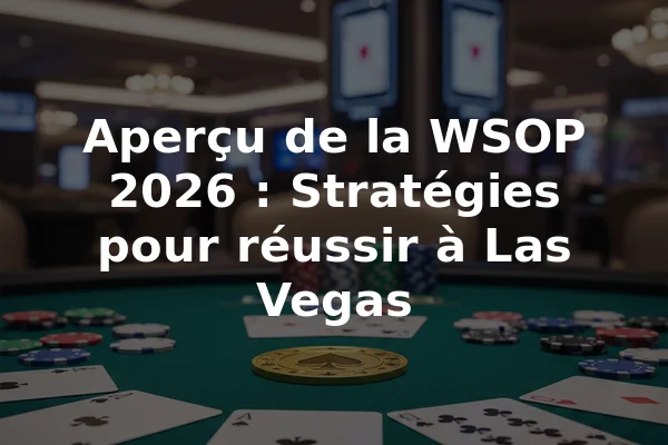 Aperçu de la WSOP 2026 : Stratégies pour réussir à Las Vegas