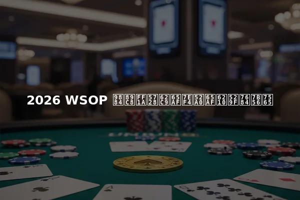 2026 WSOP 预览：在拉斯维加斯成功的策略