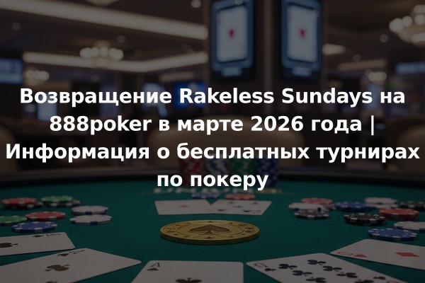Возвращение Rakeless Sundays на 888poker в марте 2026 года | Информация о бесплатных турнирах по покеру
