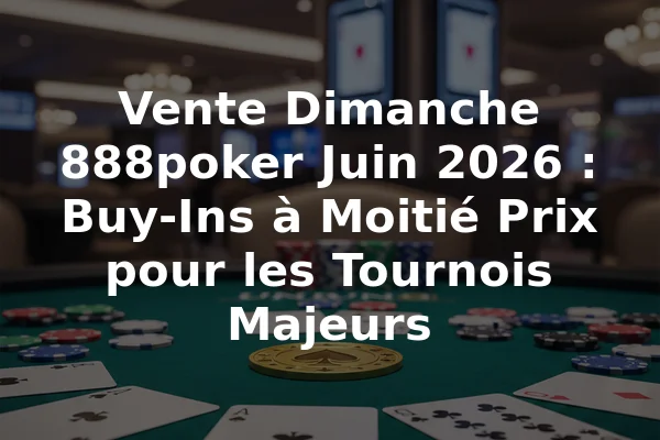 Vente Dimanche 888poker Juin 2026 : Buy-Ins à Moitié Prix pour les Tournois Majeurs