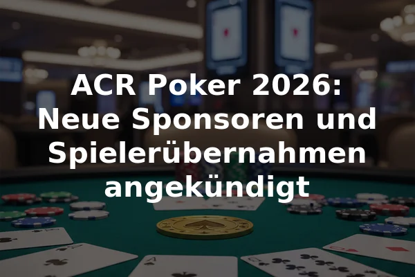 ACR Poker 2026: Neue Sponsoren und Spielerübernahmen angekündigt