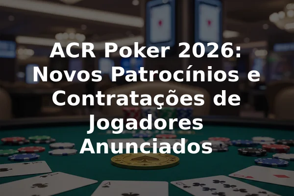ACR Poker 2026: Novos Patrocínios e Contratações de Jogadores Anunciados