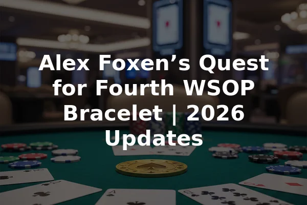 Alex Foxen’s Quest for Fourth WSOP Bracelet | 2026 Updates