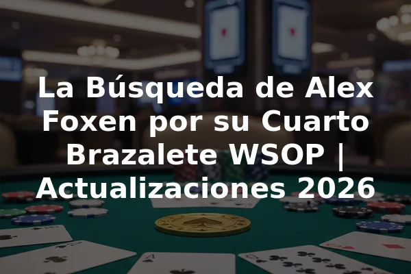 La Búsqueda de Alex Foxen por su Cuarto Brazalete WSOP | Actualizaciones 2026