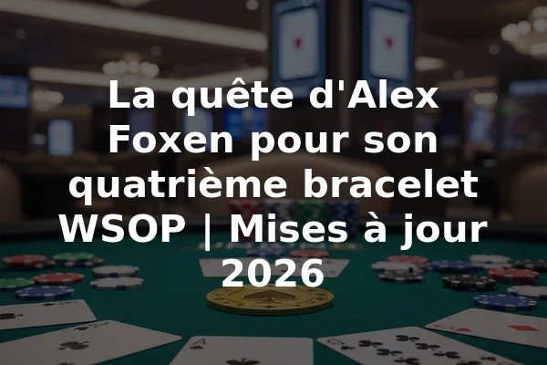 La quête d'Alex Foxen pour son quatrième bracelet WSOP | Mises à jour 2026