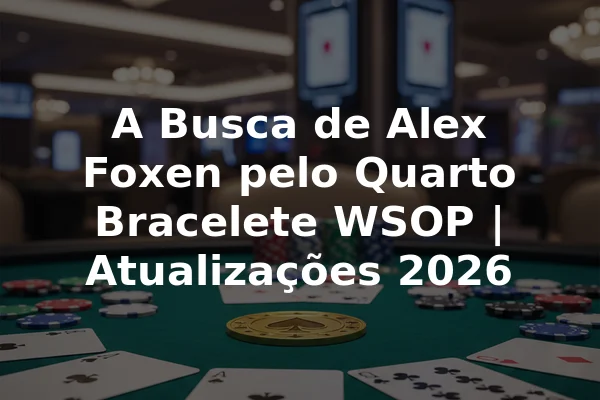 A Busca de Alex Foxen pelo Quarto Bracelete WSOP | Atualizações 2026