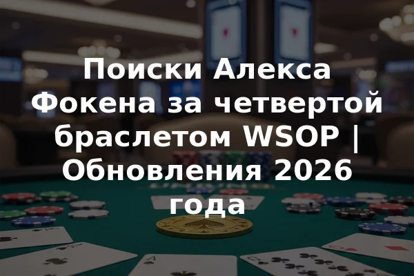 Поиски Алекса Фокена за четвертой браслетом WSOP | Обновления 2026 года