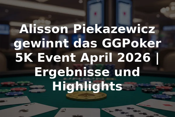 Alisson Piekazewicz gewinnt das GGPoker 5K Event April 2026 | Ergebnisse und Highlights
