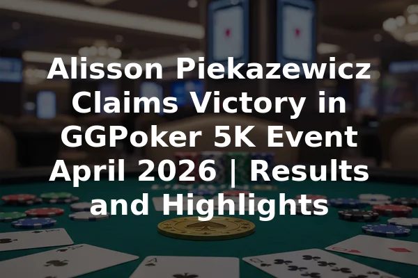 Alisson Piekazewicz Claims Victory in GGPoker 5K Event April 2026 | Results and Highlights