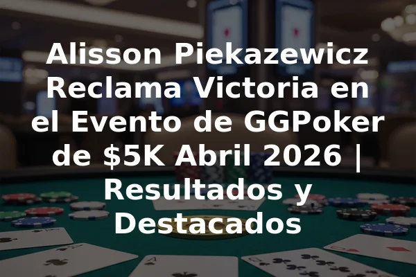 Alisson Piekazewicz Reclama Victoria en el Evento de GGPoker de $5K Abril 2026 | Resultados y Destacados