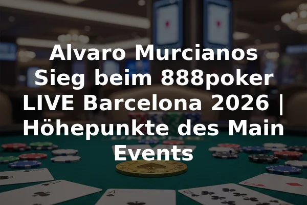Alvaro Murcianos Sieg beim 888poker LIVE Barcelona 2026 | Höhepunkte des Main Events