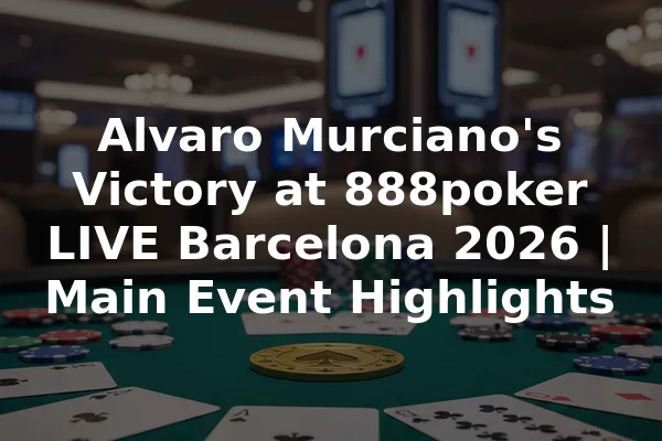 Alvaro Murciano's Victory at 888poker LIVE Barcelona 2026 | Main Event Highlights