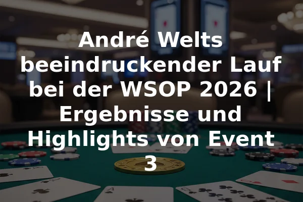 André Welts beeindruckender Lauf bei der WSOP 2026 | Ergebnisse und Highlights von Event 3