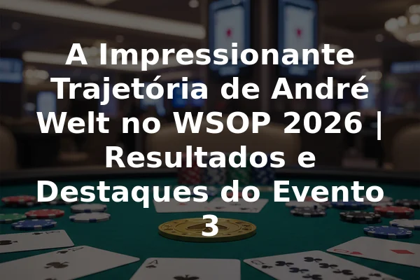 A Impressionante Trajetória de André Welt no WSOP 2026 | Resultados e Destaques do Evento 3