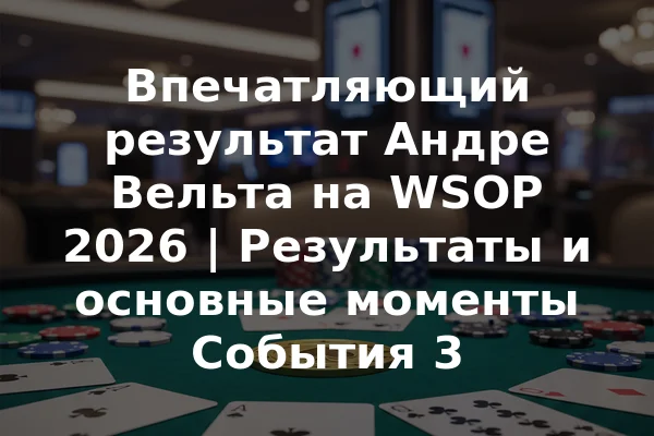 Впечатляющий результат Андре Вельта на WSOP 2026 | Результаты и основные моменты События 3