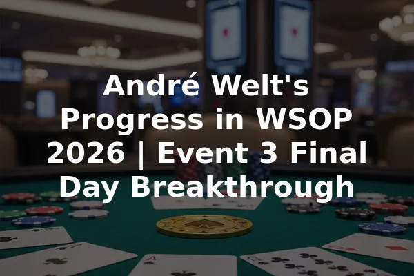 André Welt's Progress in WSOP 2026 | Event 3 Final Day Breakthrough