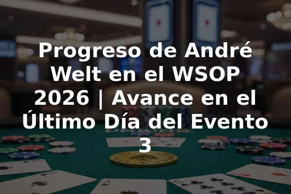 Progreso de André Welt en el WSOP 2026 | Avance en el Último Día del Evento 3