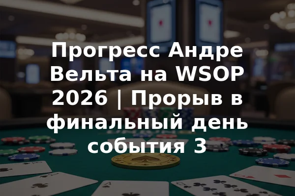 Прогресс Андре Вельта на WSOP 2026 | Прорыв в финальный день события 3