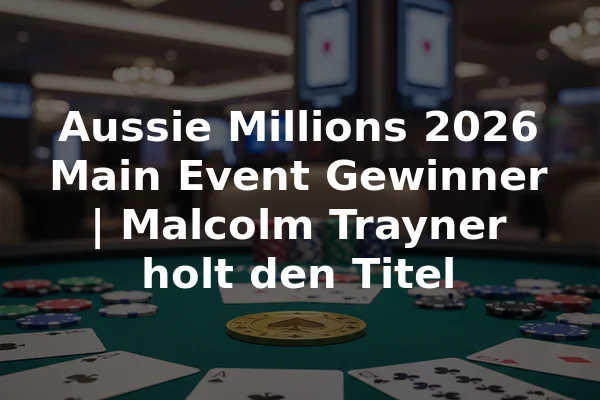 Aussie Millions 2026 Main Event Gewinner | Malcolm Trayner holt den Titel