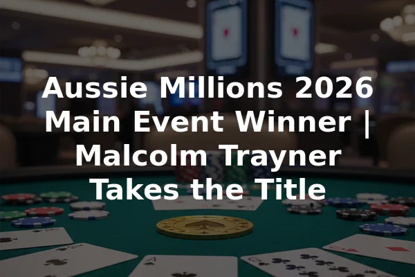 Aussie Millions 2026 Main Event Winner | Malcolm Trayner Takes the Title