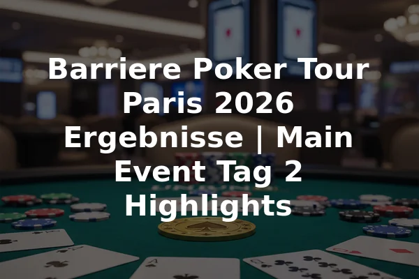 Barriere Poker Tour Paris 2026 Ergebnisse | Main Event Tag 2 Highlights