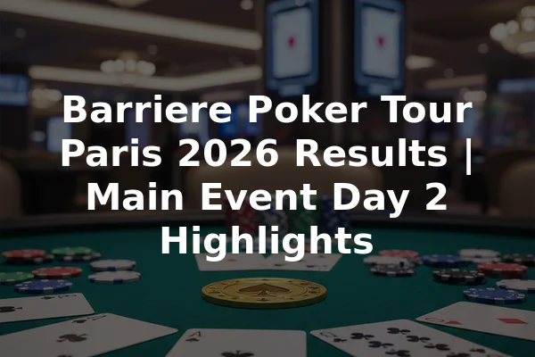 Barriere Poker Tour Paris 2026 Results | Main Event Day 2 Highlights