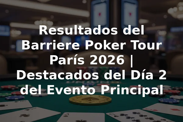Resultados del Barriere Poker Tour París 2026 | Destacados del Día 2 del Evento Principal