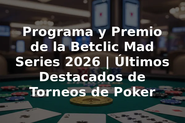 Programa y Premio de la Betclic Mad Series 2026 | Últimos Destacados de Torneos de Poker