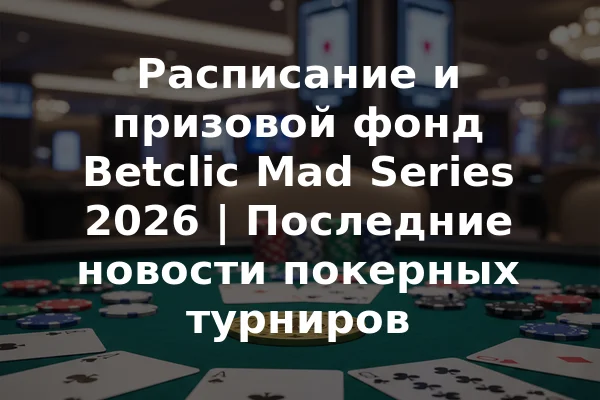Расписание и призовой фонд Betclic Mad Series 2026 | Последние новости покерных турниров