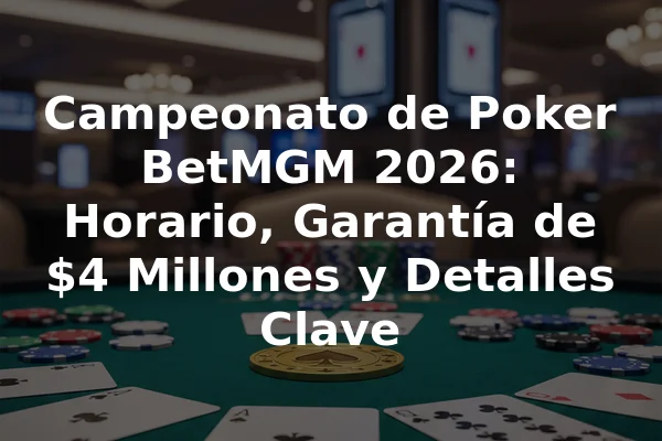 Campeonato de Poker BetMGM 2026: Horario, Garantía de $4 Millones y Detalles Clave