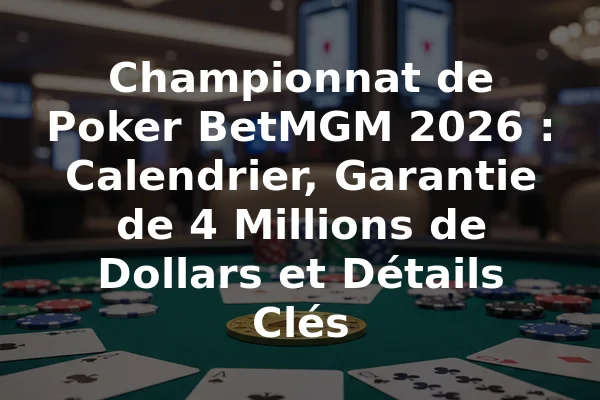 Championnat de Poker BetMGM 2026 : Calendrier, Garantie de 4 Millions de Dollars et Détails Clés