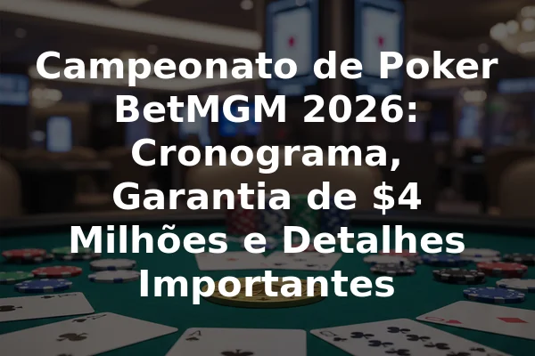 Campeonato de Poker BetMGM 2026: Cronograma, Garantia de $4 Milhões e Detalhes Importantes