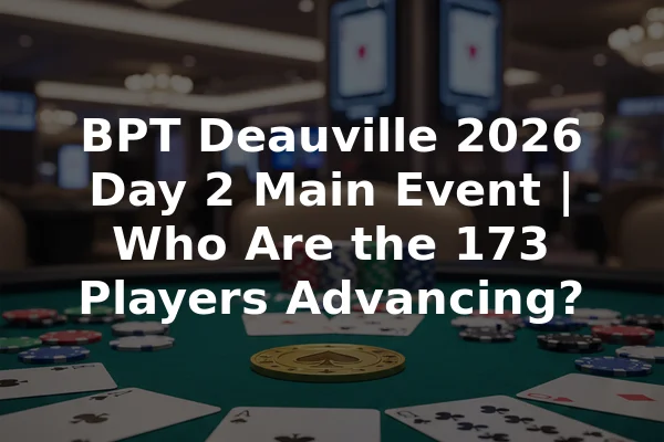 BPT Deauville 2026 Day 2 Main Event | Who Are the 173 Players Advancing?