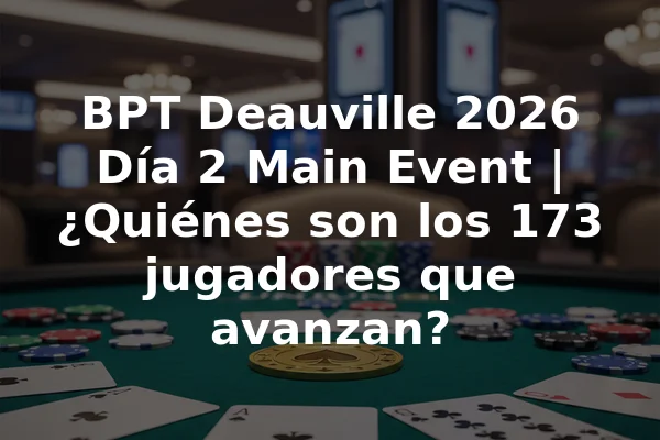 BPT Deauville 2026 Día 2 Main Event | ¿Quiénes son los 173 jugadores que avanzan?