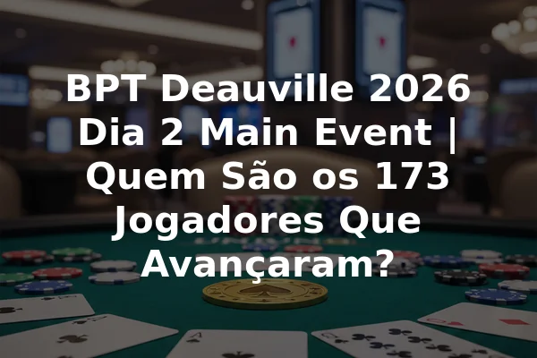 BPT Deauville 2026 Dia 2 Main Event | Quem São os 173 Jogadores Que Avançaram?