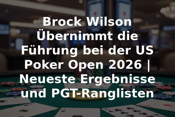Brock Wilson Übernimmt die Führung bei der US Poker Open 2026 | Neueste Ergebnisse und PGT-Ranglisten