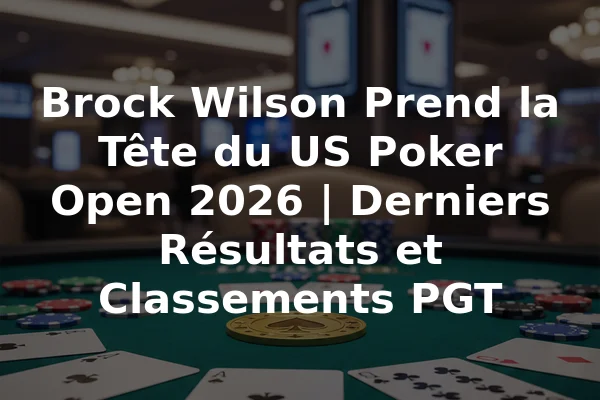 Brock Wilson Prend la Tête du US Poker Open 2026 | Derniers Résultats et Classements PGT