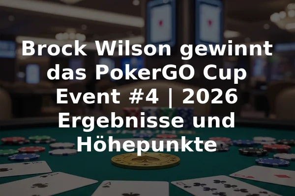 Brock Wilson gewinnt das PokerGO Cup Event #4 | 2026 Ergebnisse und Höhepunkte