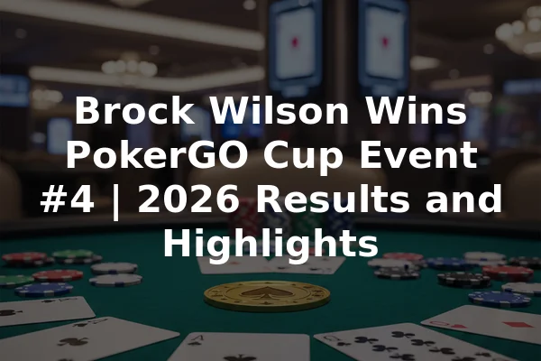 Brock Wilson Wins PokerGO Cup Event #4 | 2026 Results and Highlights